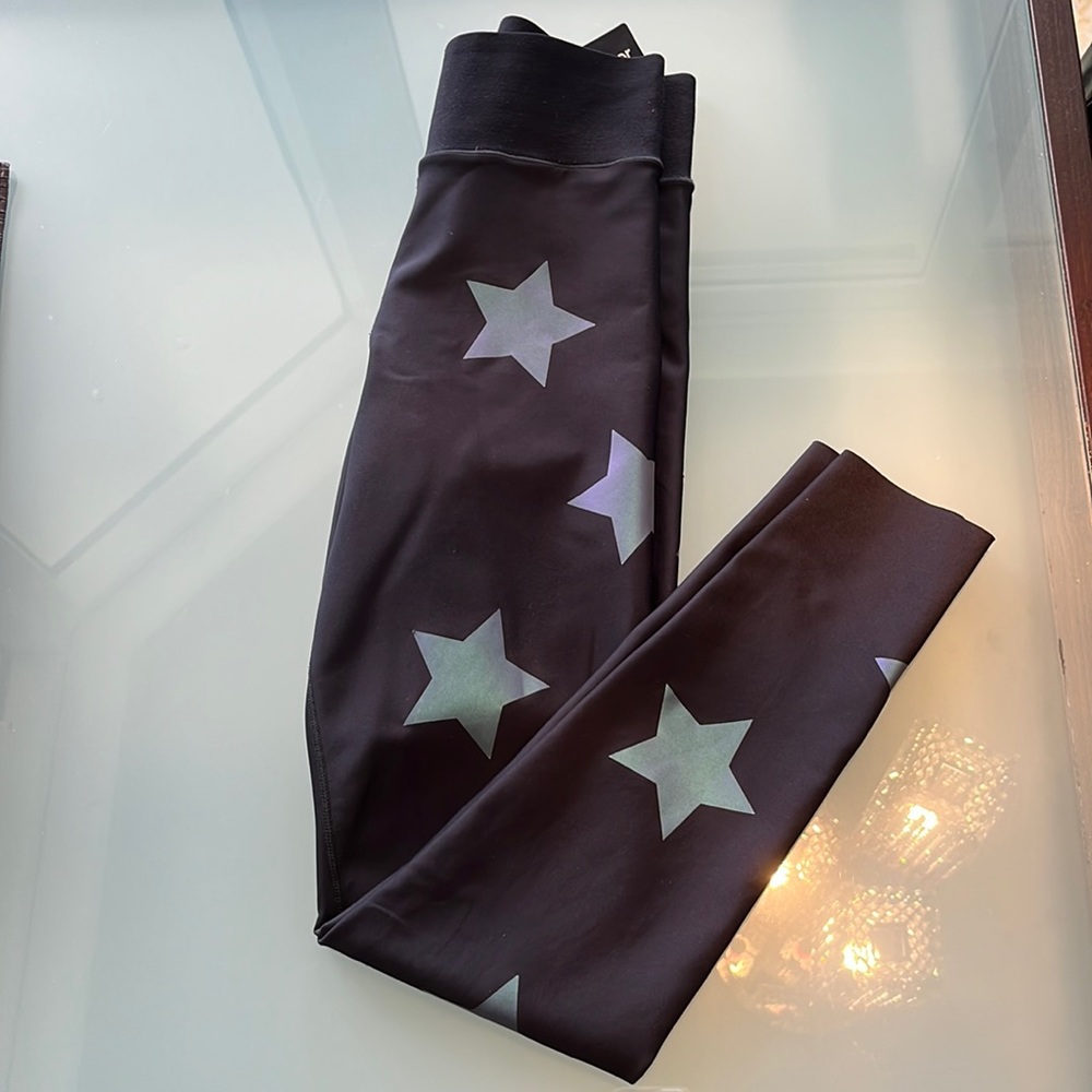ultracor Black Leggings with Iridescent Star Print